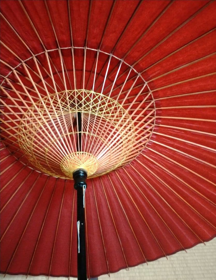 高級羽二重傘　日舞　伝統工芸品　赤　和傘
