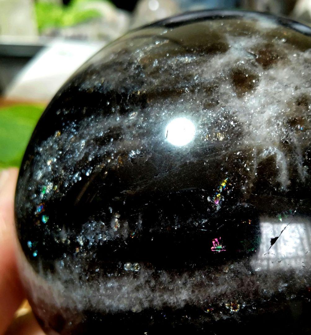 【純天然】★大サイズ★★厄除け・魔除け★天然石83mm モリオン スフィア 丸玉