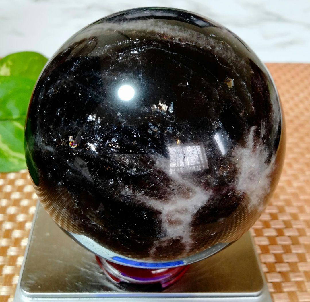 【純天然】★大サイズ★★厄除け・魔除け★天然石83mm モリオン スフィア 丸玉