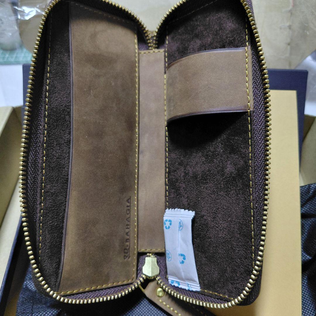 新品！ バハギア　ペンケース　コンパクト　　クレイジーホース　オリーブブラウン