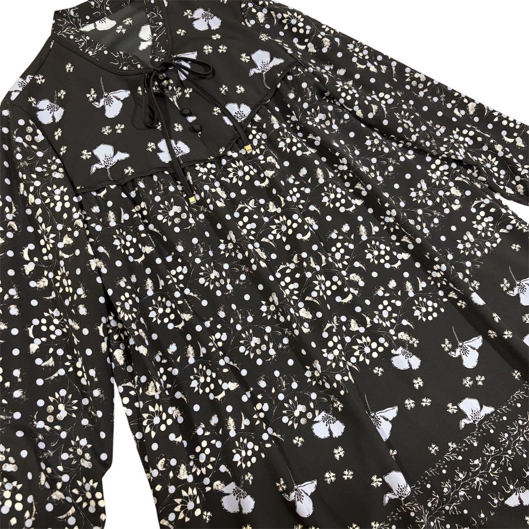 未使用　グレースコンチネンタル 花柄 ロングワンピース ティアード リボン 切替