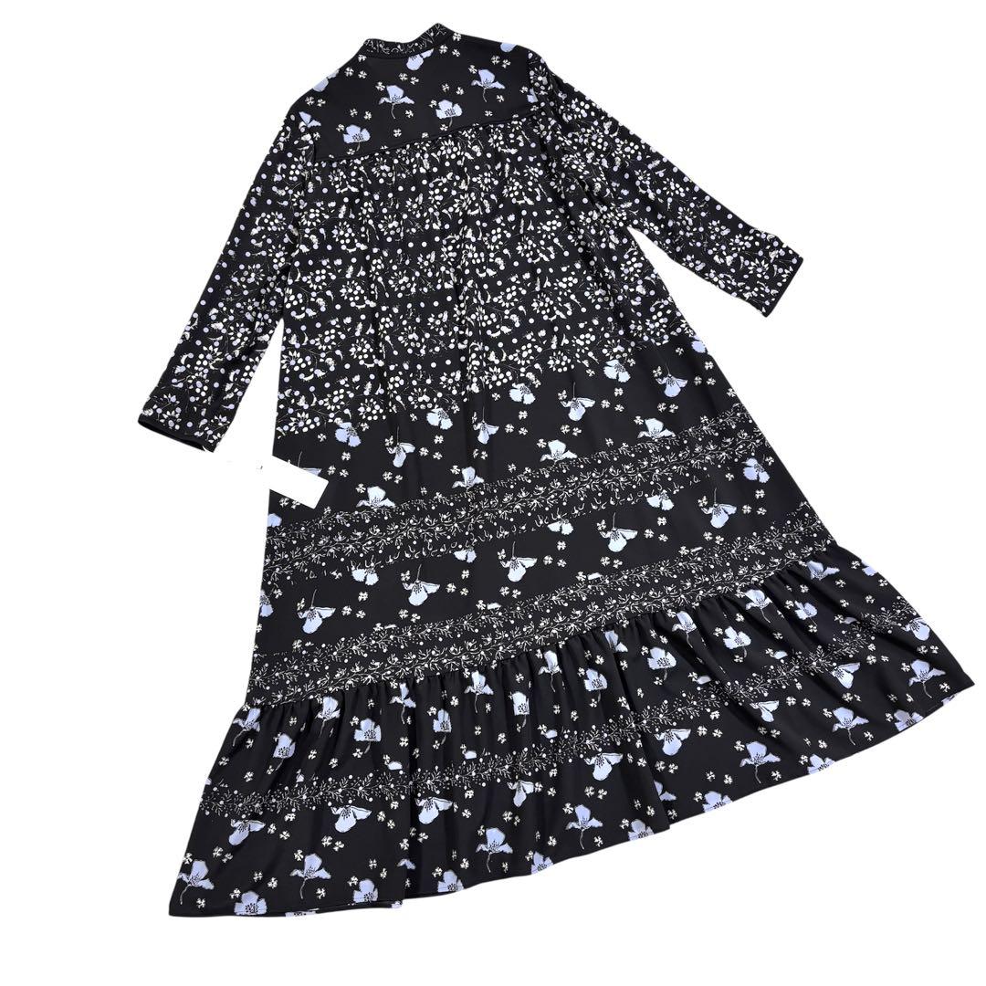 未使用　グレースコンチネンタル 花柄 ロングワンピース ティアード リボン 切替