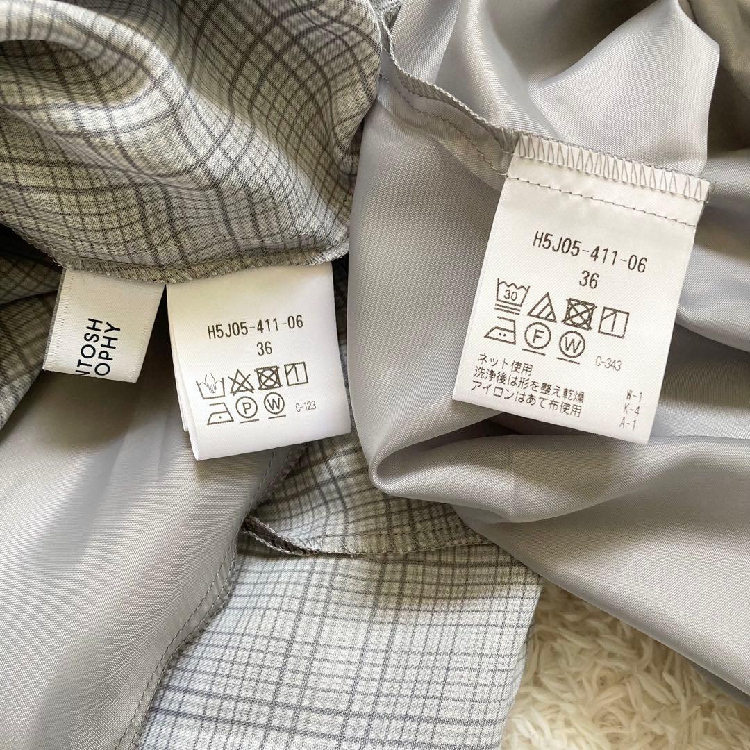 未使用✨マッキントッシュフィロソフィー ビエラチェックワンピース グレー 36
