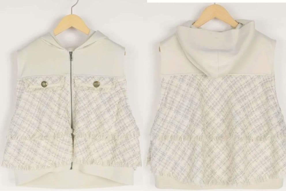 【新品2,4万 スコットクラブvin 麻入 バック フリル ツイード ベスト