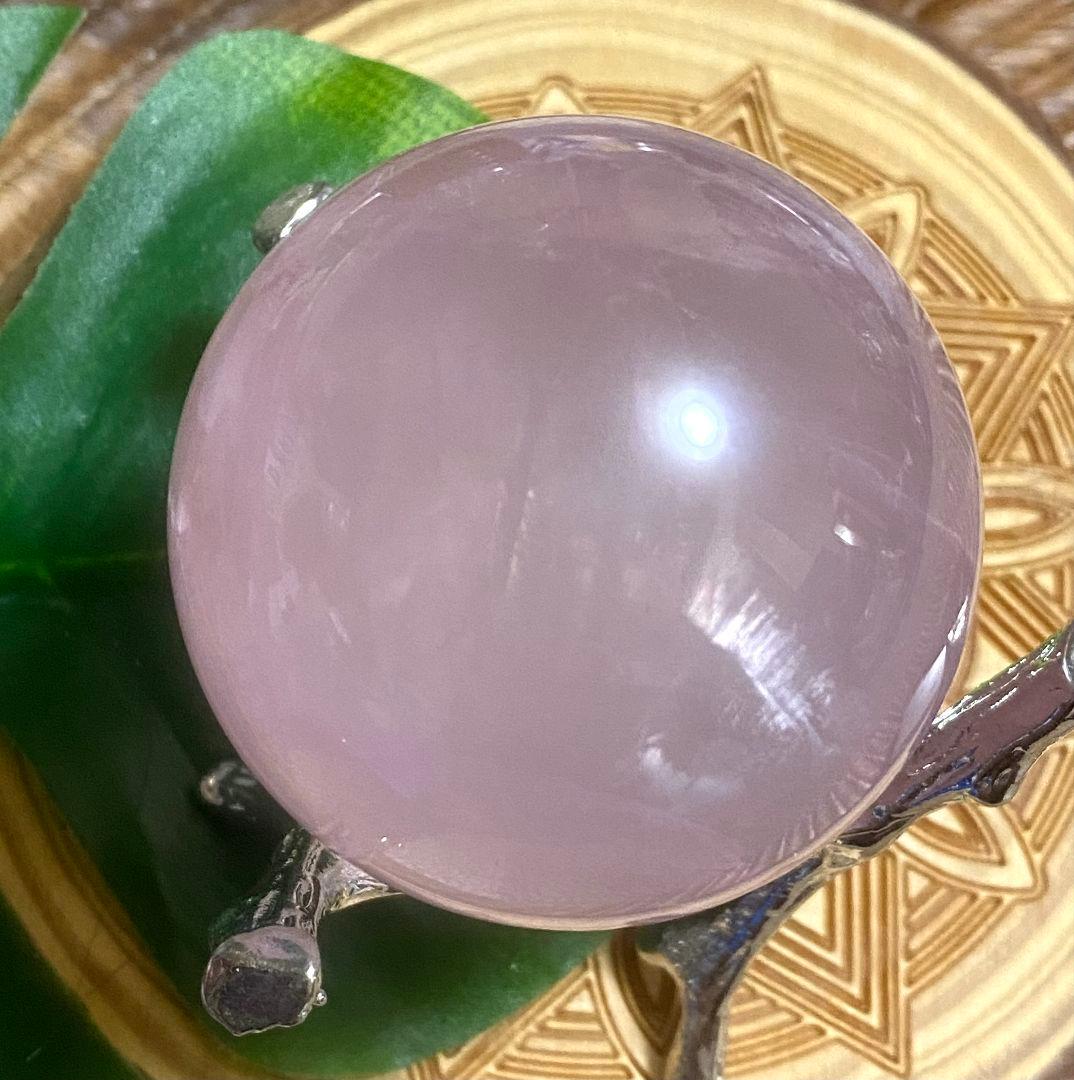 ★天然石★スター ローズクォーツ★濃いめのお色味★見事なスター★虹入り★スフィア