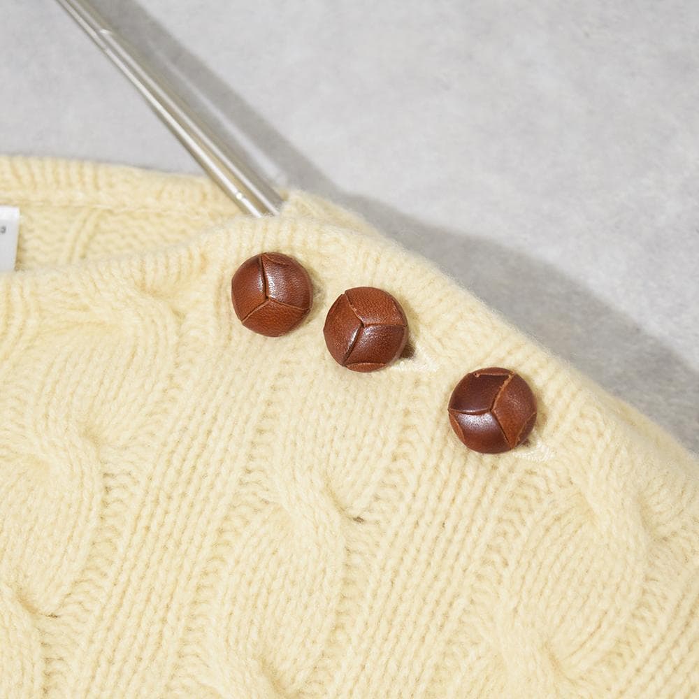 ラルフローレン ウール カシミヤ ケーブル編み ニットポンチョ オフ白 XS/S