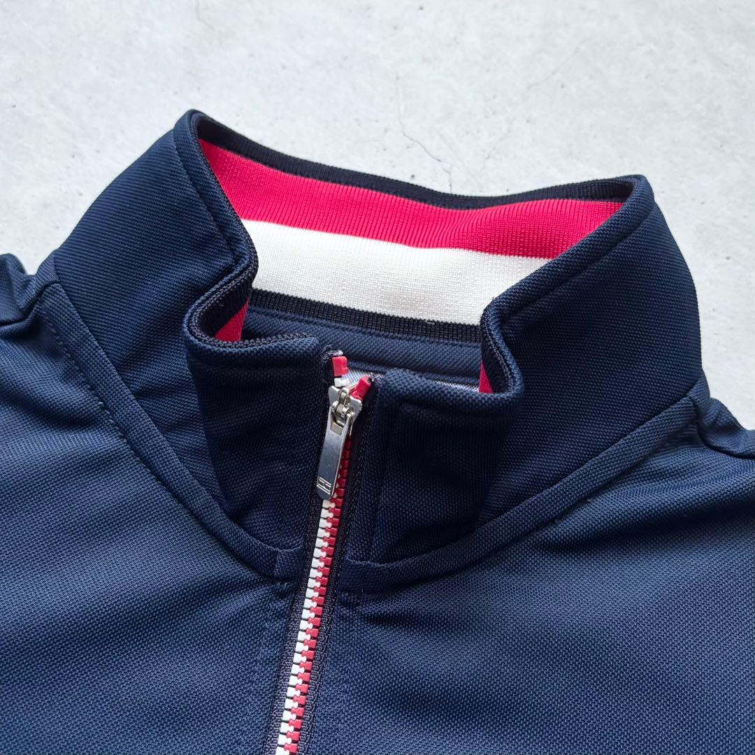   GOLF ハーフジップシャツ ロゴ 袖ボーダー柄