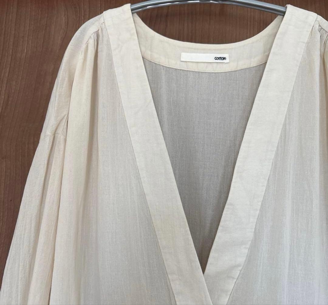 evam eva コットン　ジョーゼット　ワンピース　アンティークホワイト