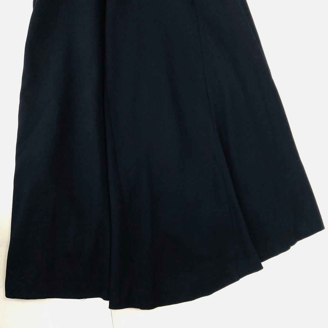 美品✨️エブール　シャツワンピース　金ボタン　ベルト　フレア　マキシ丈　濃紺　36