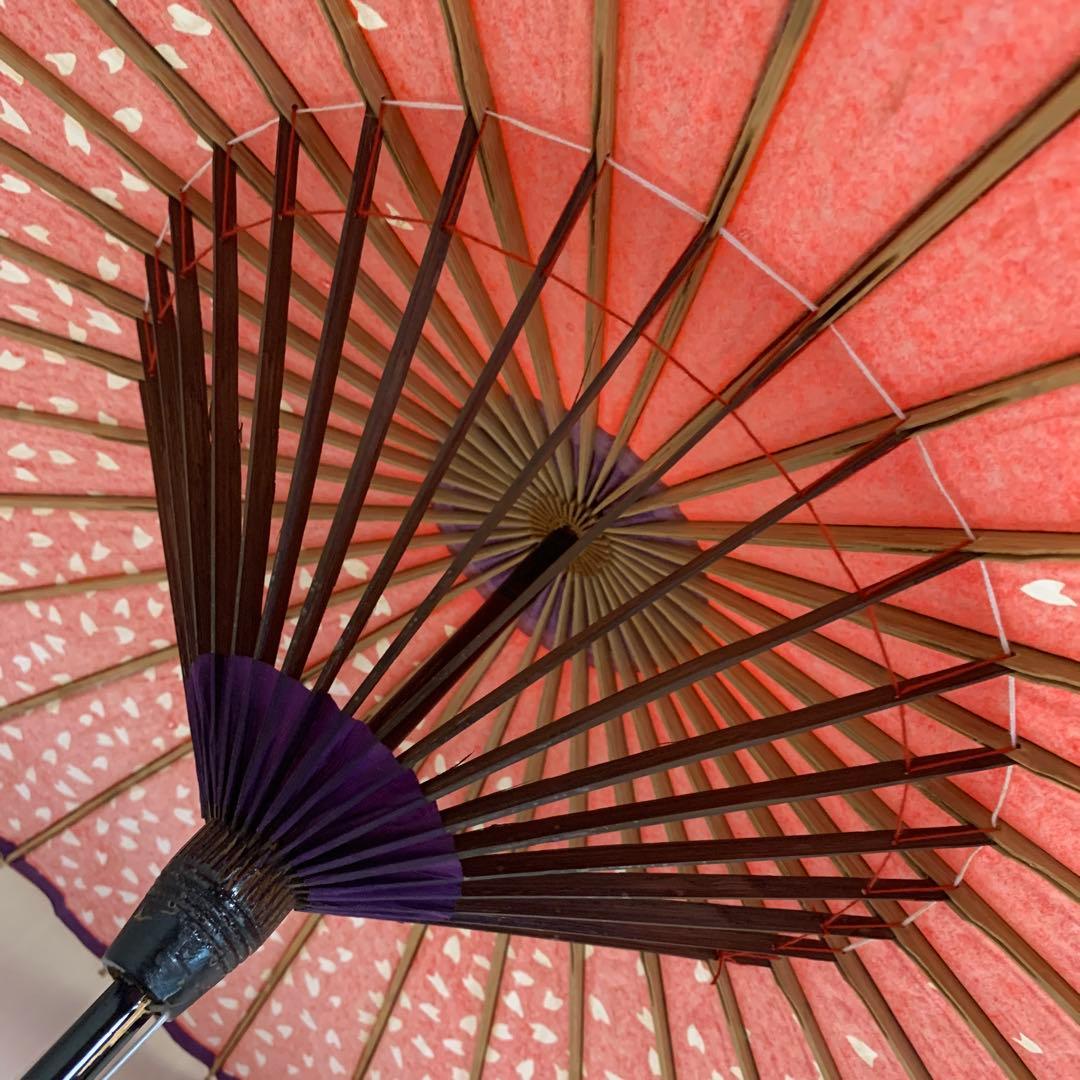 舞踊傘 赤色 桜吹雪　2本セット　蛇の目傘　日本舞踊　踊り　和傘　収納袋付き
