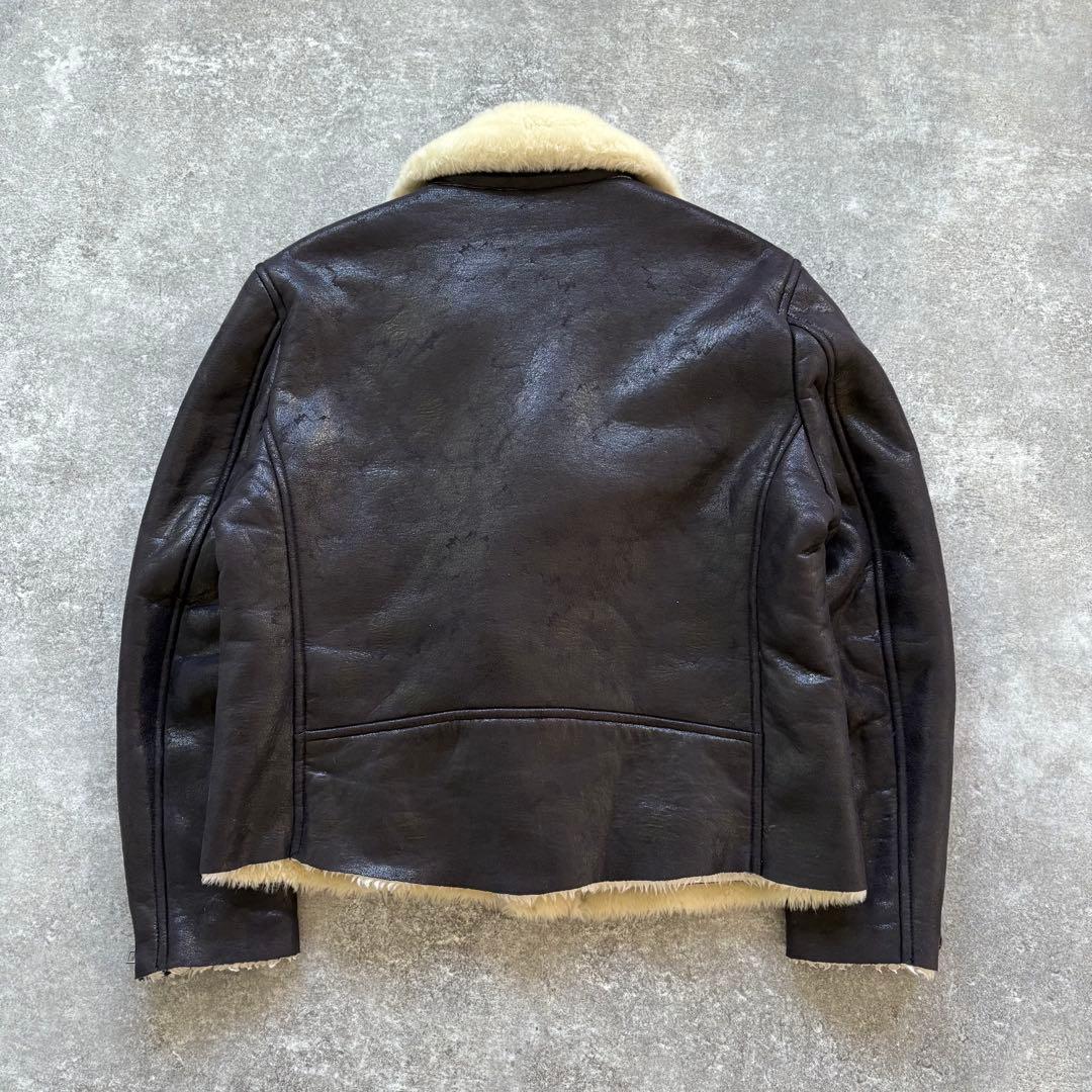 【JACK ROSE】 フェイクレザー ムートン ダブルライダースジャケット 黒
