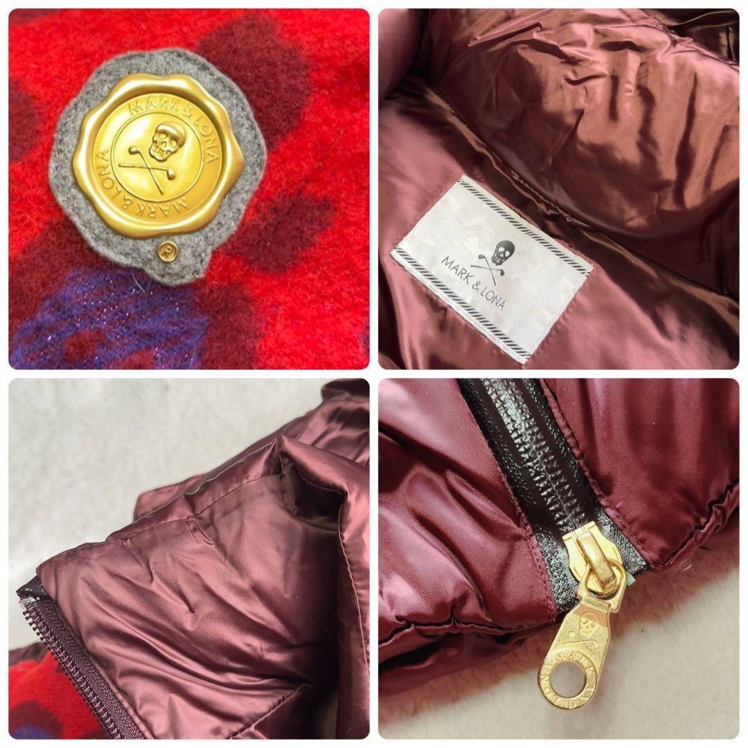 美品　マークアンドロナ　セットアップ　レオパード　ダウンベスト　パンツ　レッド