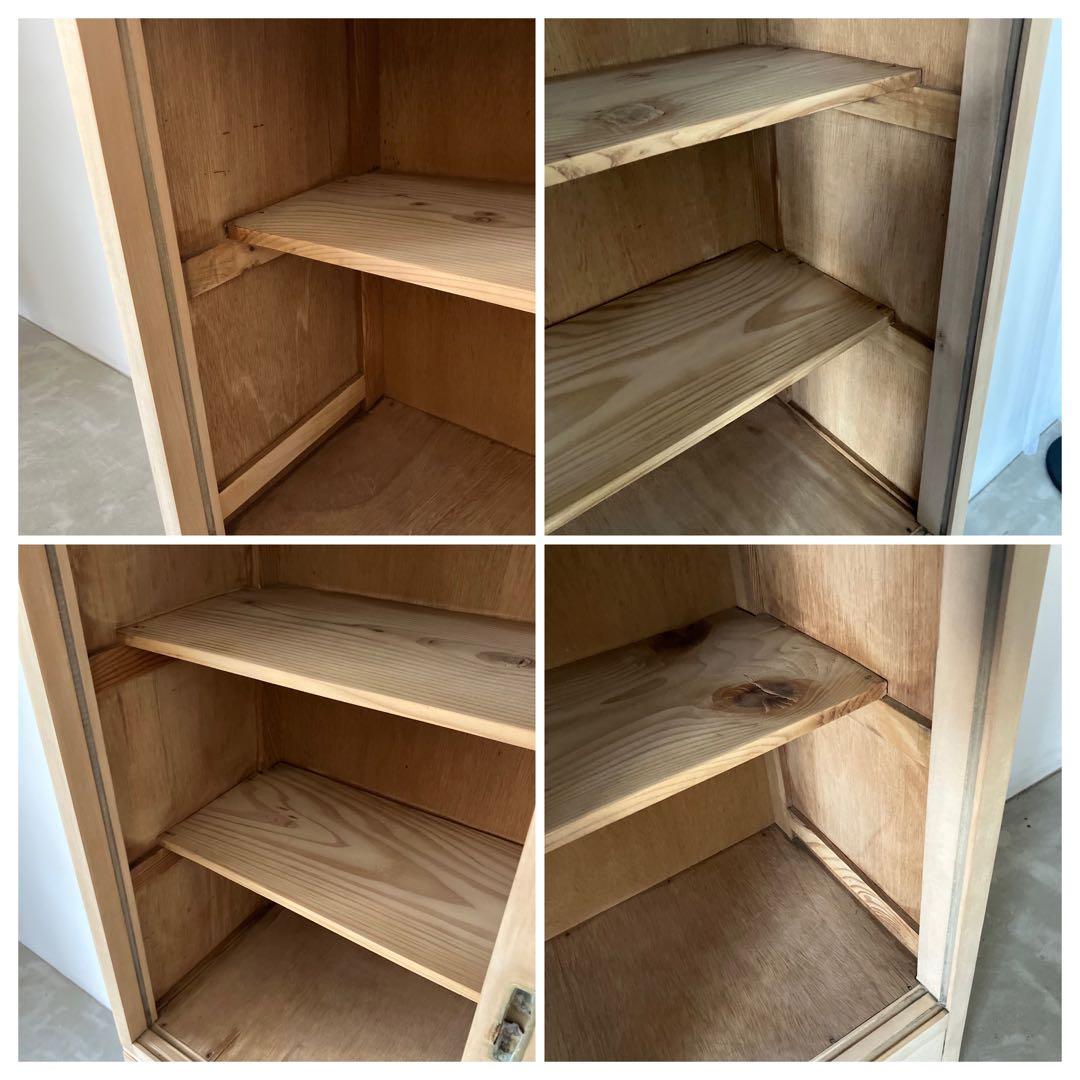 レトロ　アンティーク　古道具　古家具　剥離家具　ストリップド　食器棚　ガラス棚