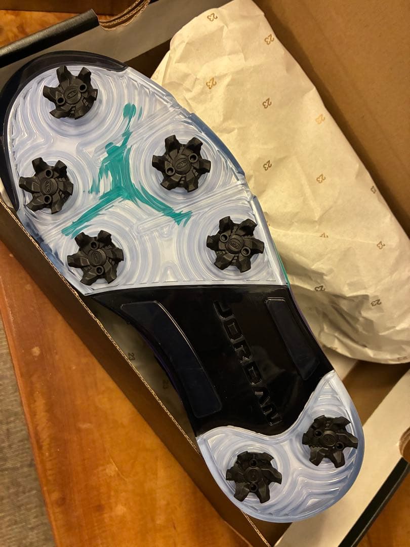 Jordan V Low Golf ブラック/エメラルド 9.5