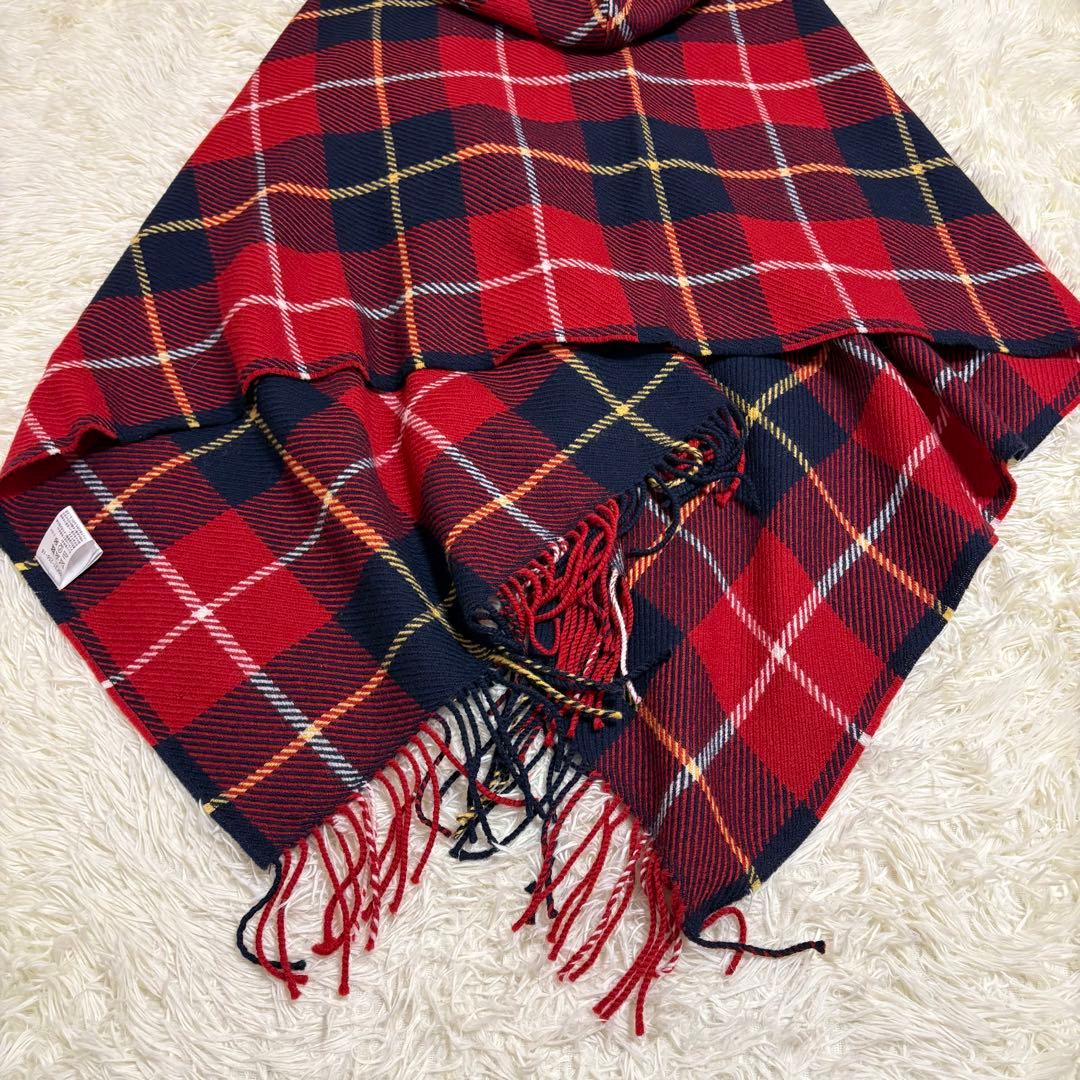 希少　ブルーレーベルクレストブリッジ チェック柄 大判ストール ポンチョ