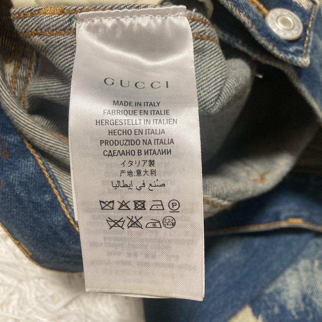 美品✨現行GUCCI グッチ　ブリーチ加工　デニムパンツ　30インチ　スタッズ