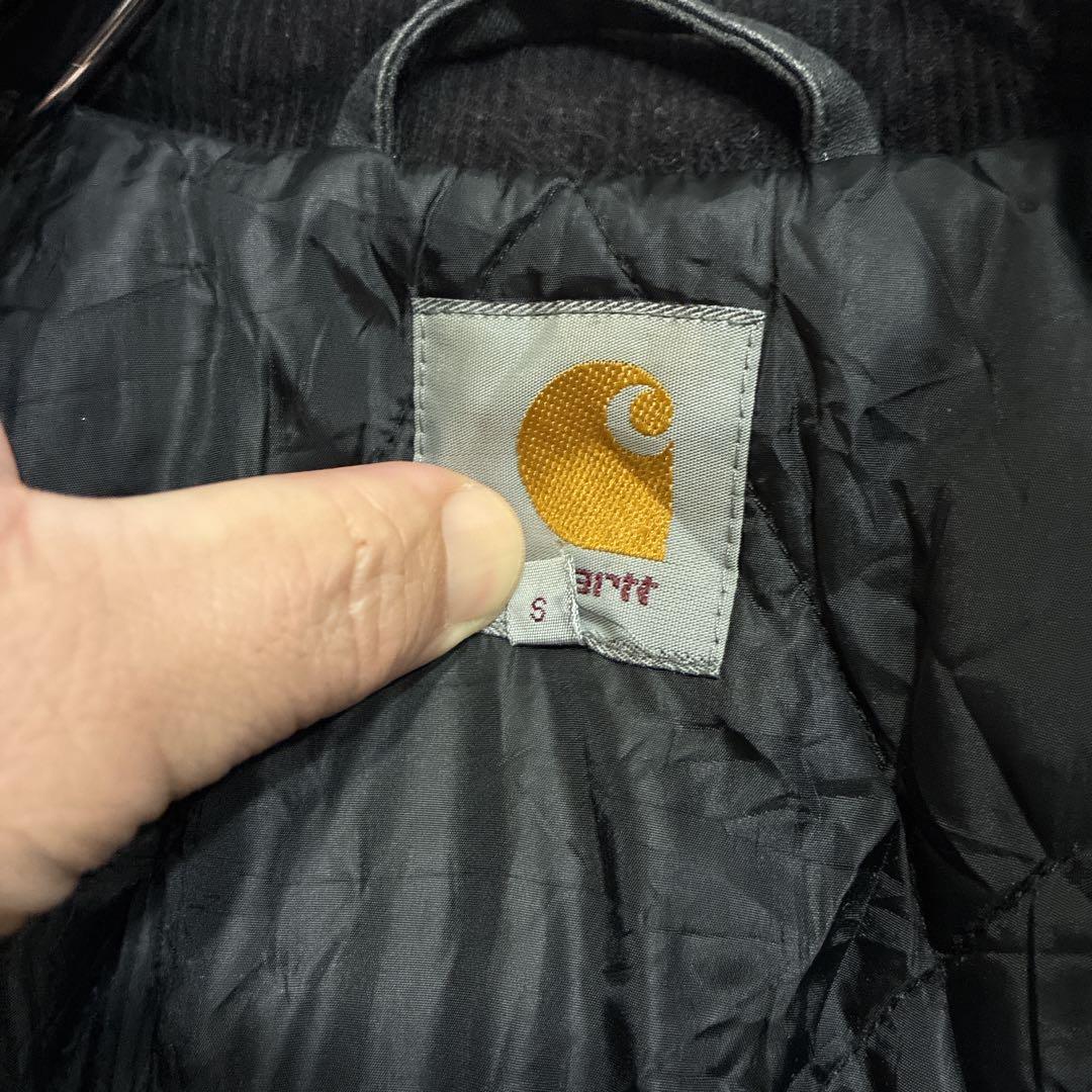 超人気❗️カーハート　ロングコート　S90sワンポイント刺繍ロゴ古着希少レアワーク