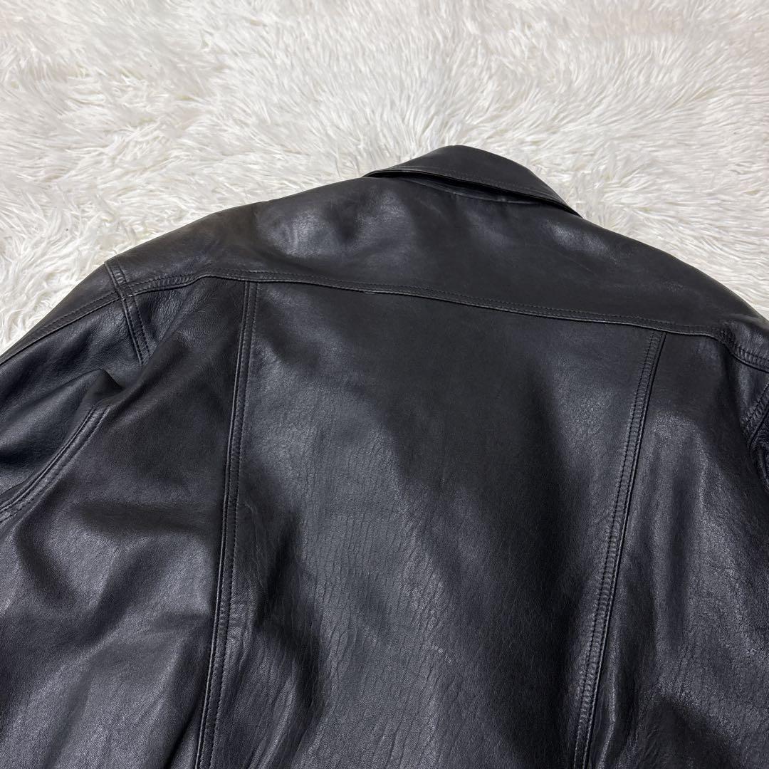VINTAGE レザージャケット　Lサイズ　羊革　ラムスキン　ブラック　黒　短丈