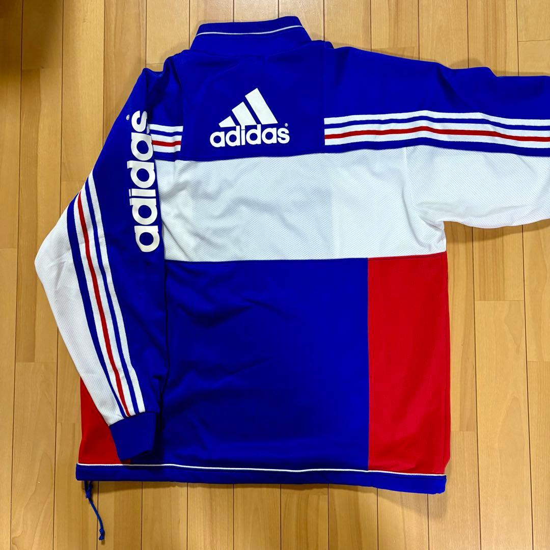 90's adidas ジャージ 青赤白トリコロールストライプ上下セット 日本製