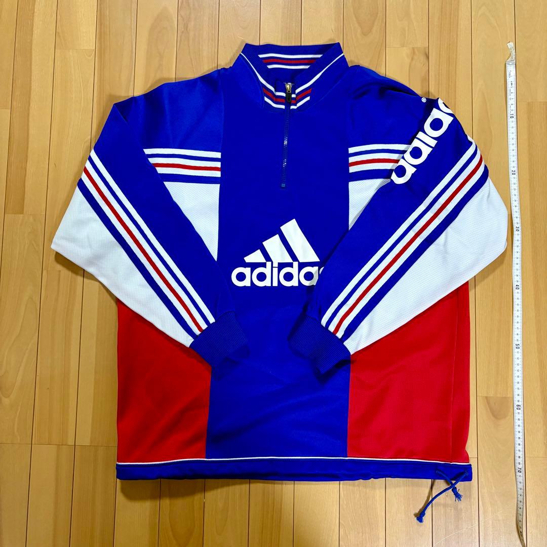 90's adidas ジャージ 青赤白トリコロールストライプ上下セット 日本製