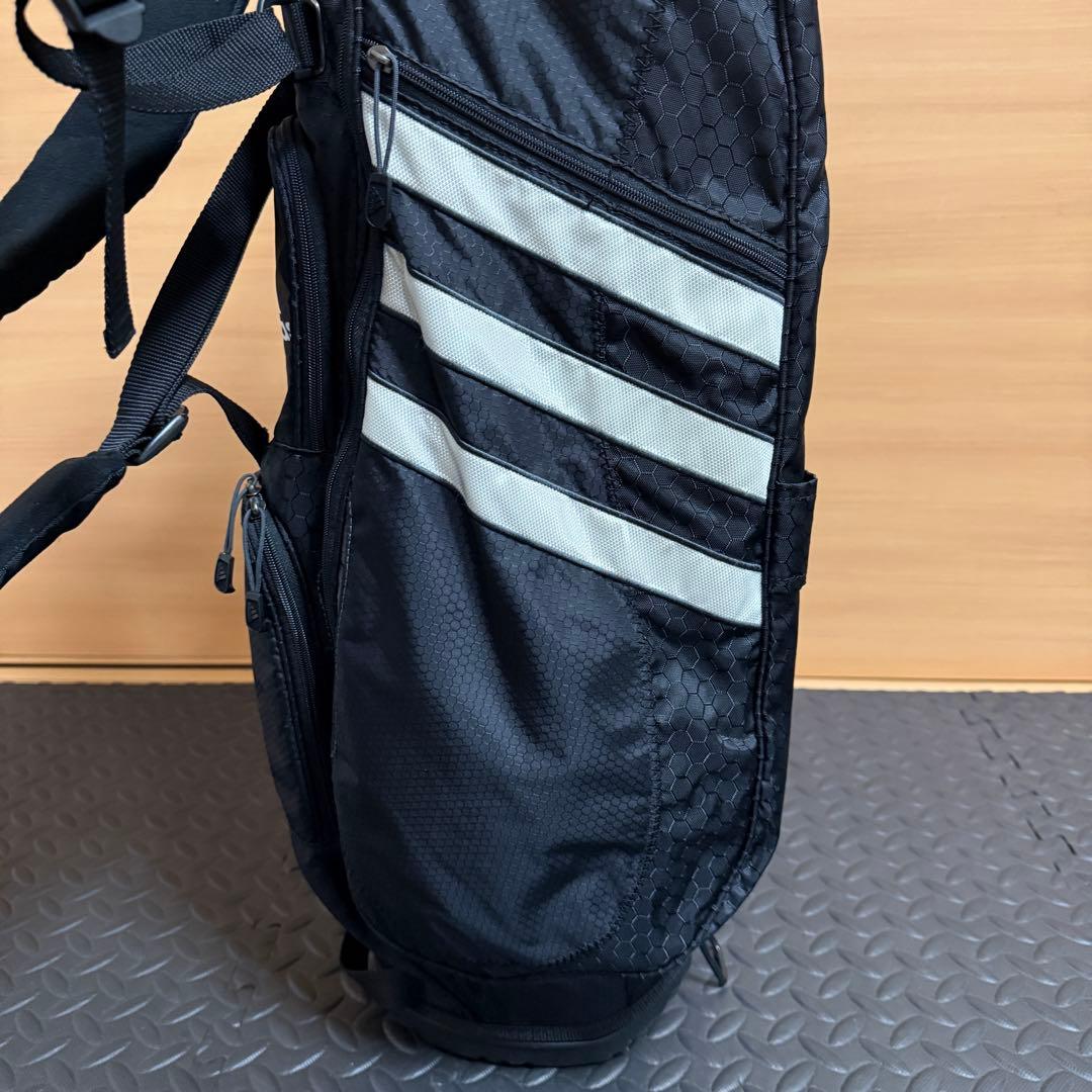 adidas スタンド式 4分割 キャディバッグ フード付き ブラック 軽量