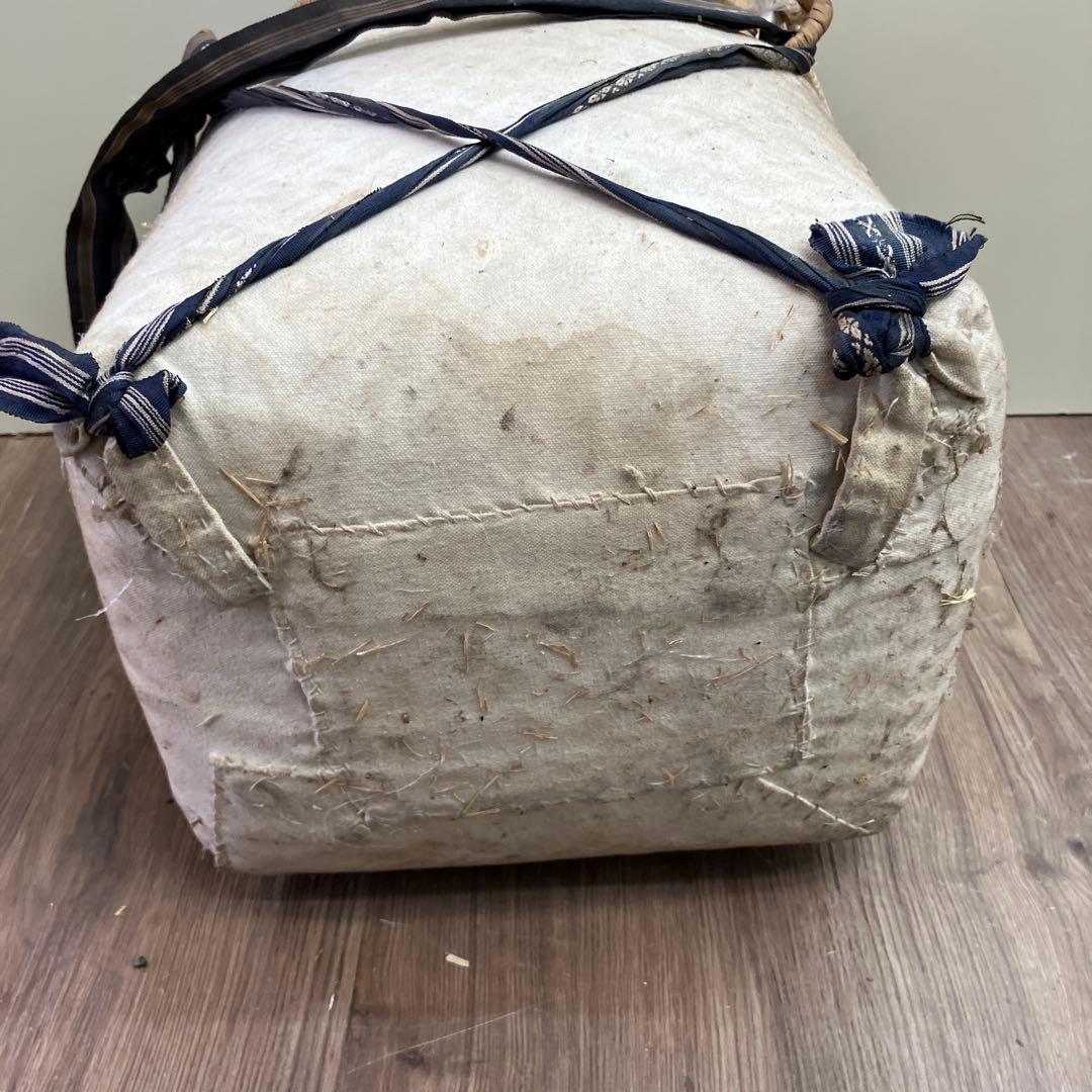 B-壁 背負い籠 竹細工 収穫籠 帆布補強 レトロ 古道具 竹カゴ 農業資材