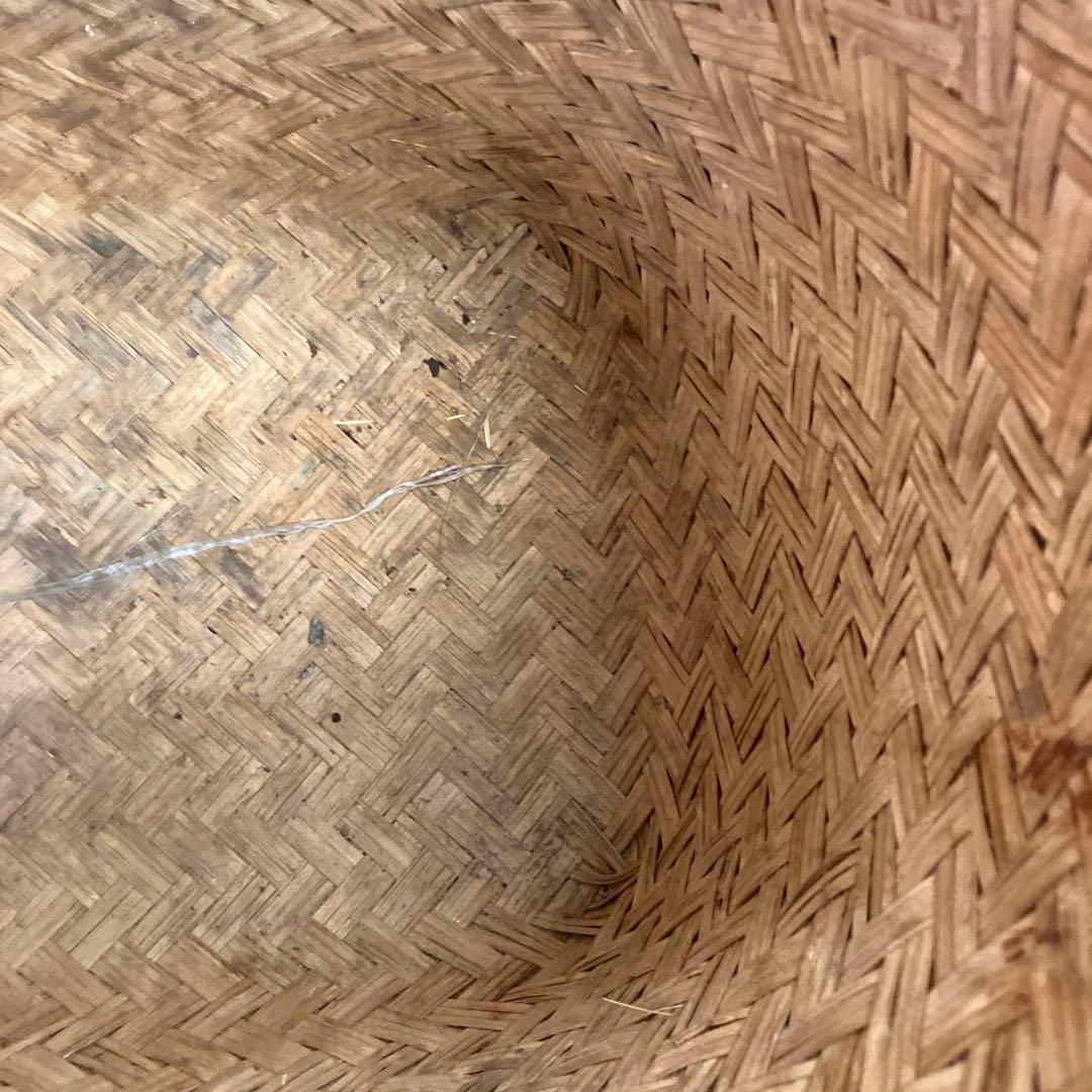 B-壁 背負い籠 竹細工 収穫籠 帆布補強 レトロ 古道具 竹カゴ 農業資材