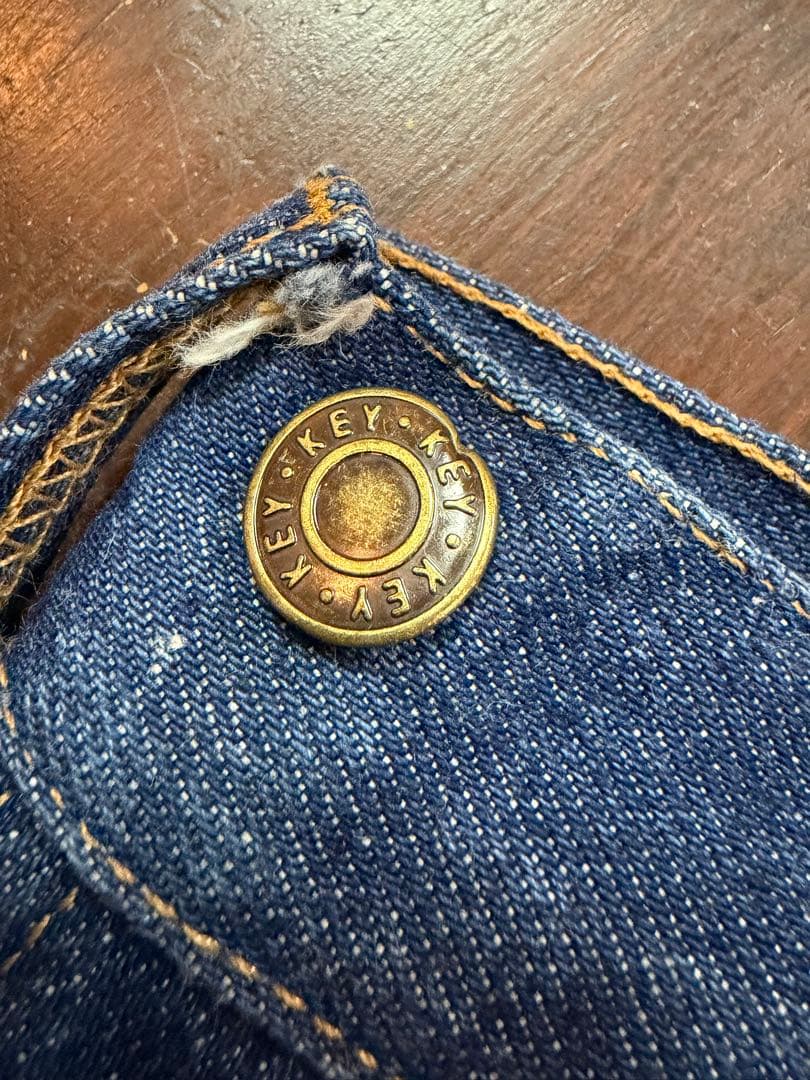 70-80s KEY デニムペインターパンツ サスペンダーボタン 実寸W32