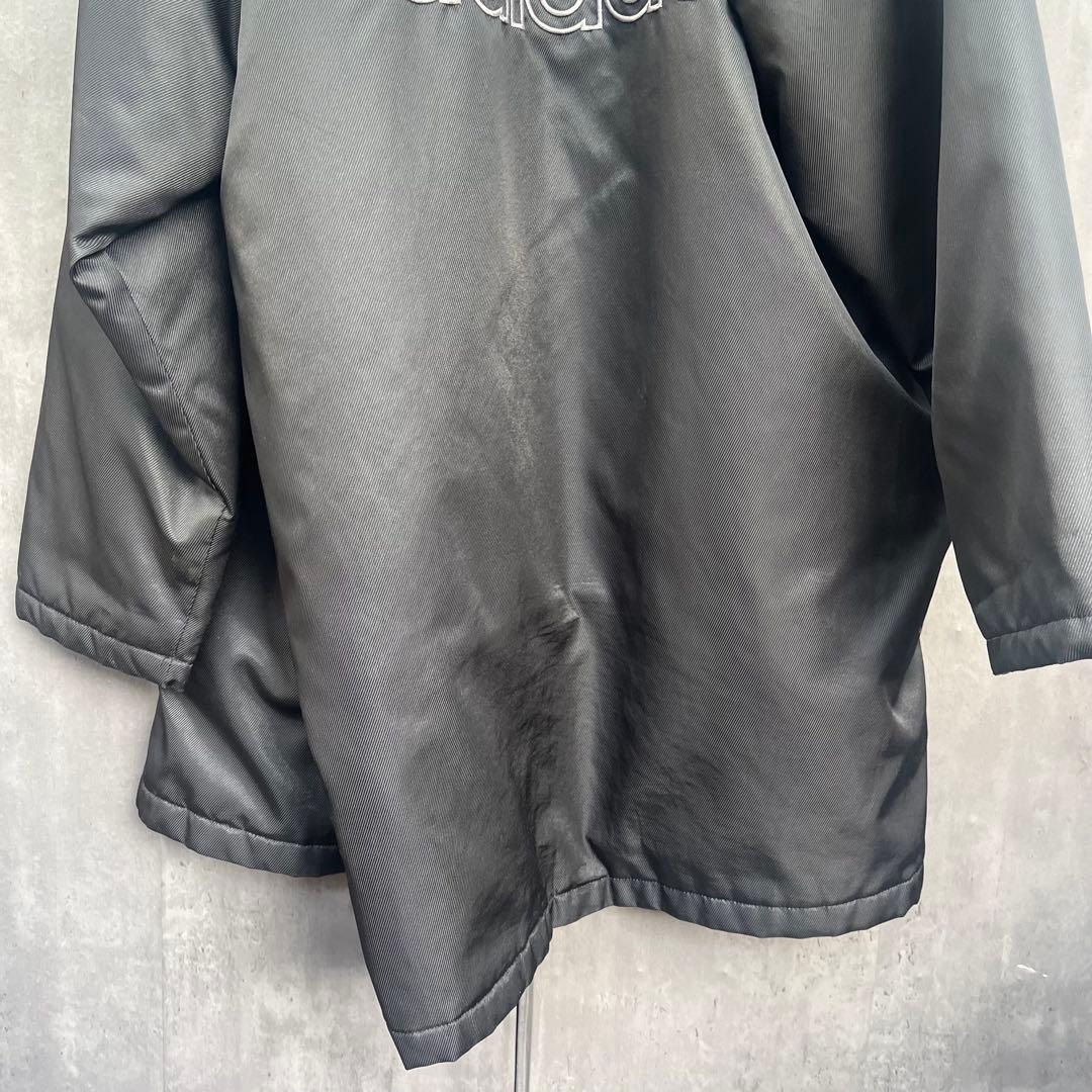 アディダス adidas ベンチコート ボア裏地 フード付 ブラック L相当