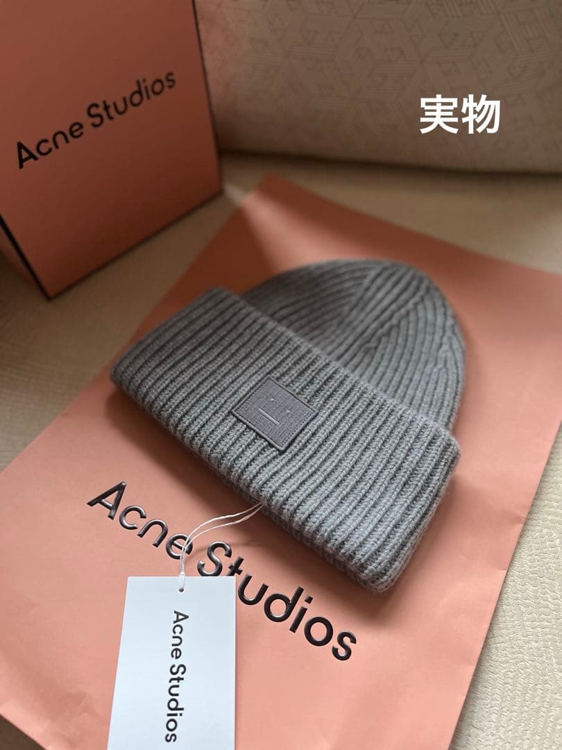 極美品◼️Acne Studios ラージFaceロゴ ビーニー ニット帽