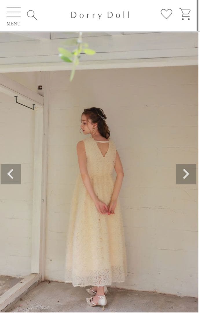 【美品】dorry doll フリルチュールドレス　ホワイト