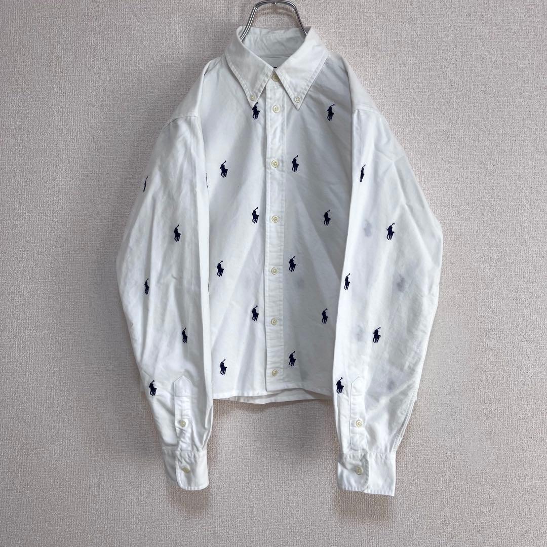 ラルフローレン BDシャツ 長袖 ホワイト ポニー刺繍ロゴドット S