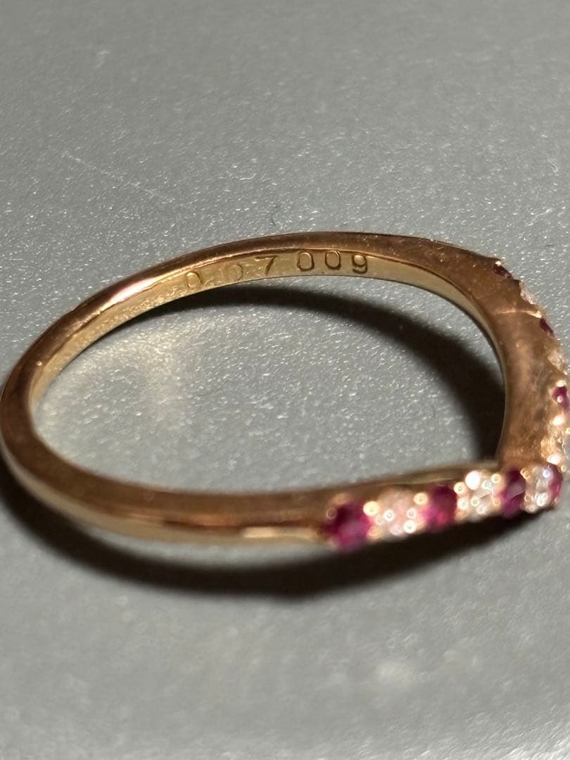 スタージュエリー K18 ダイヤ＆ルビー V字リング 10号