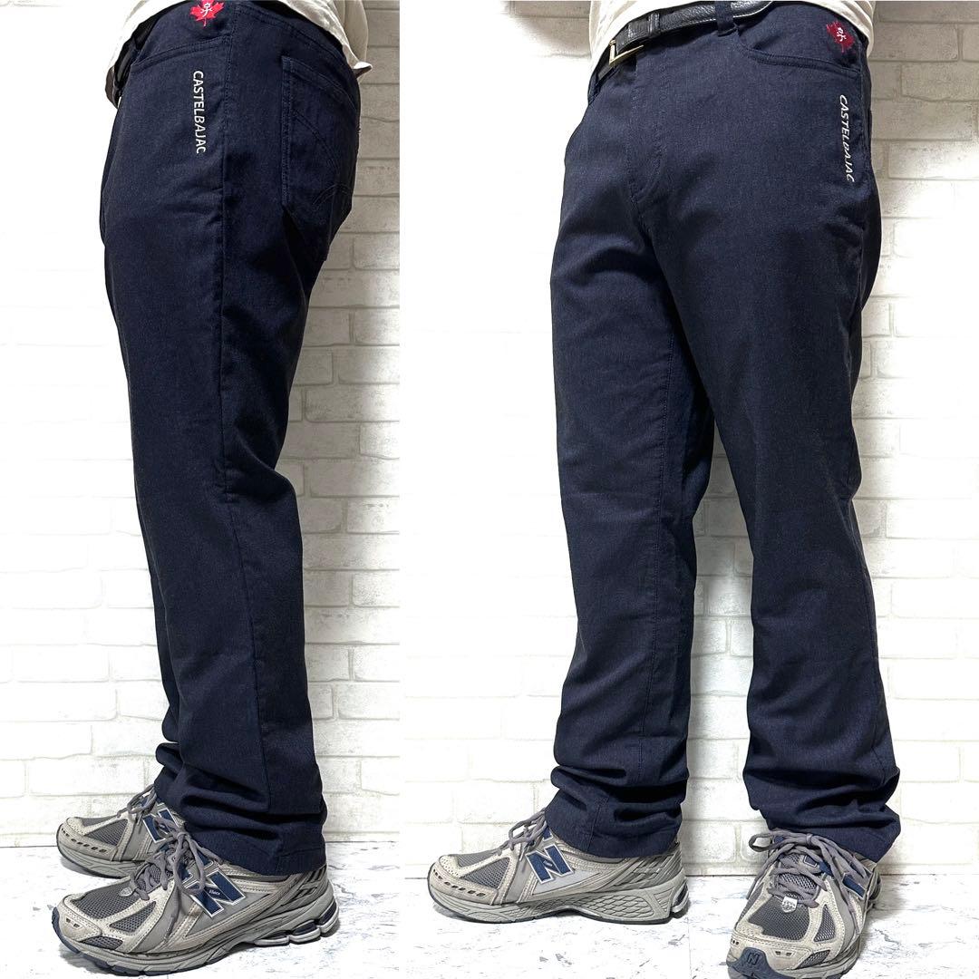 ☆美品☆ CASTELBAJAC 裏起毛 暖 高ストレッチパンツ チノパン 刺繍