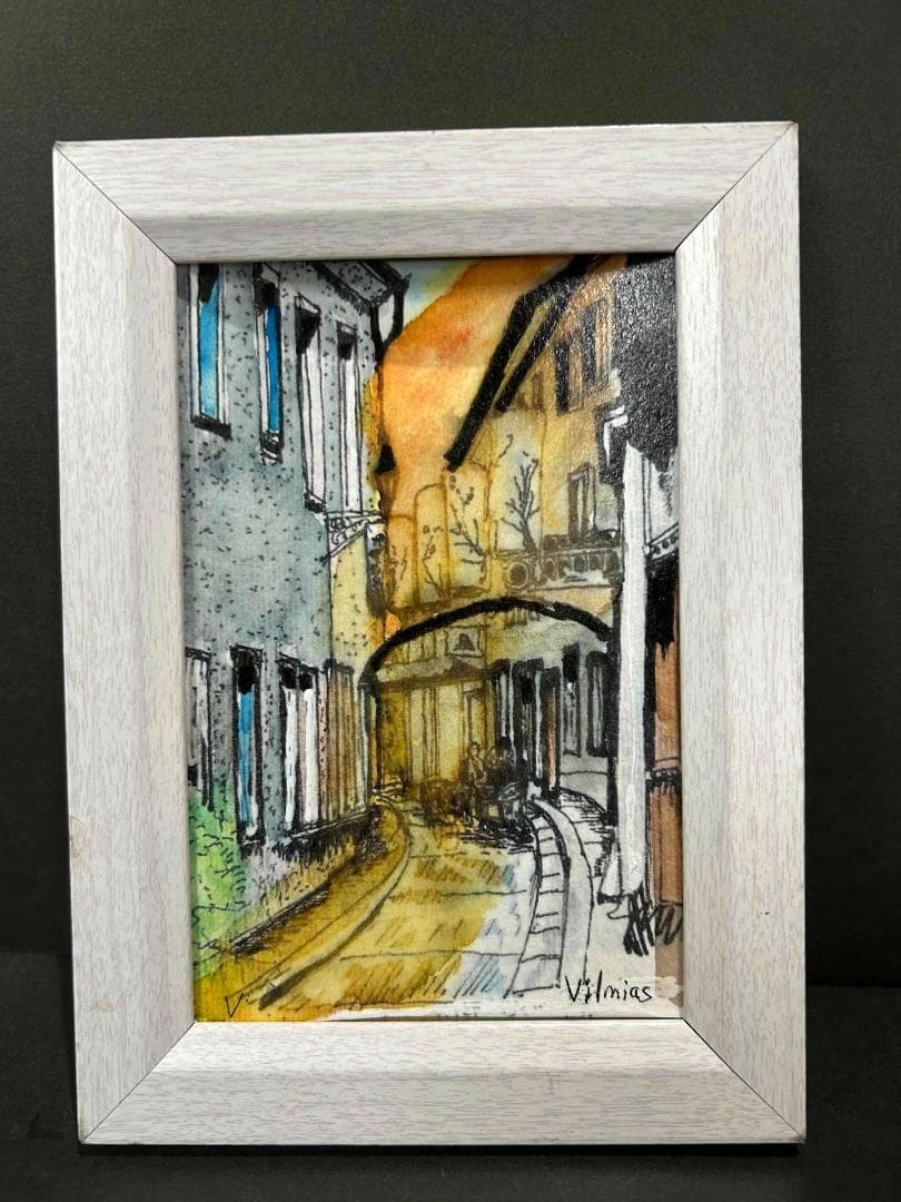 ノリさん専用！小さな水彩画原画　リヴォルノの町角他4点7228