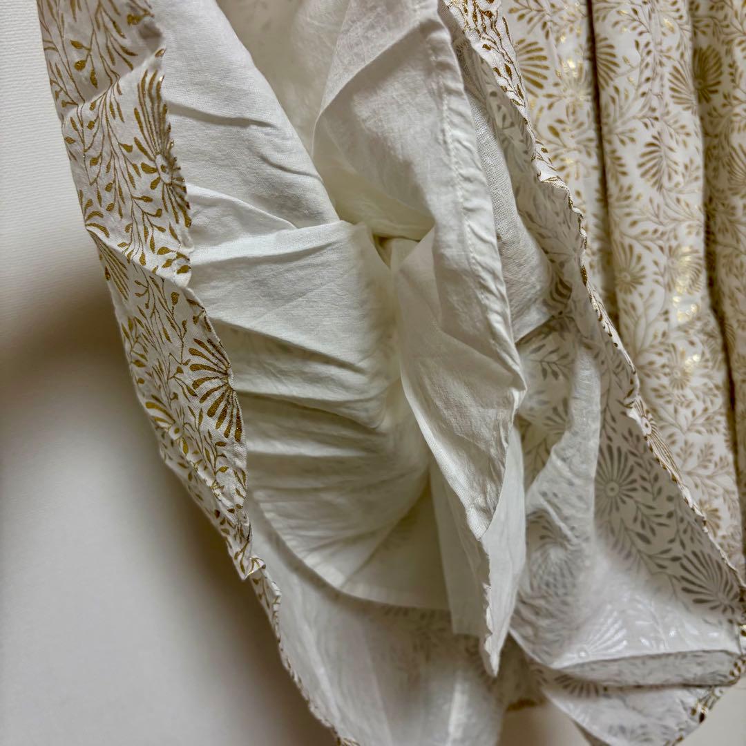 ヌキテパ コットン ワンピース 白 ゴールド