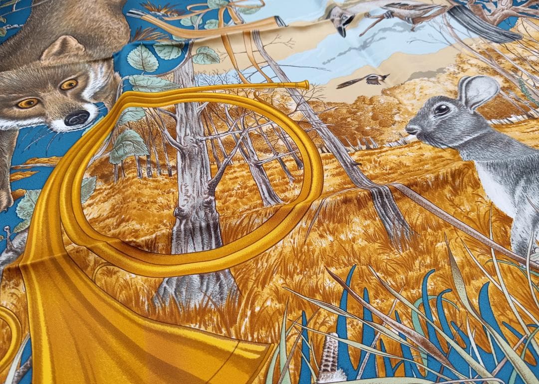 Hermès スカーフ CHASSE au BOIS カレ90 SILK100％