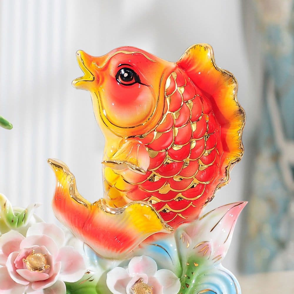 家飾品陶磁器招財魚置物