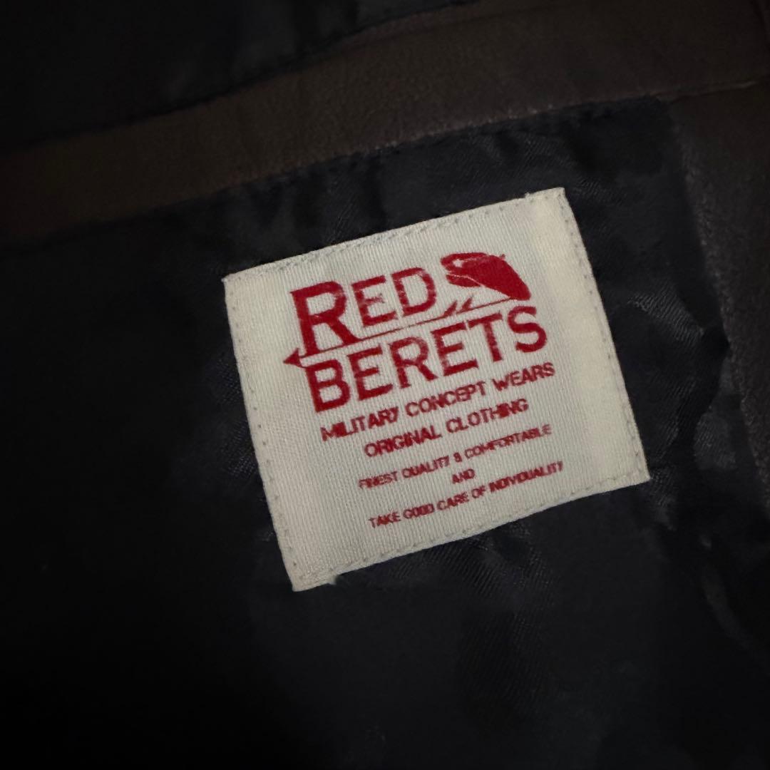 圧巻5L✨RED BERETS ボンバージャケット リアルレザー 羊革 裏地迷彩