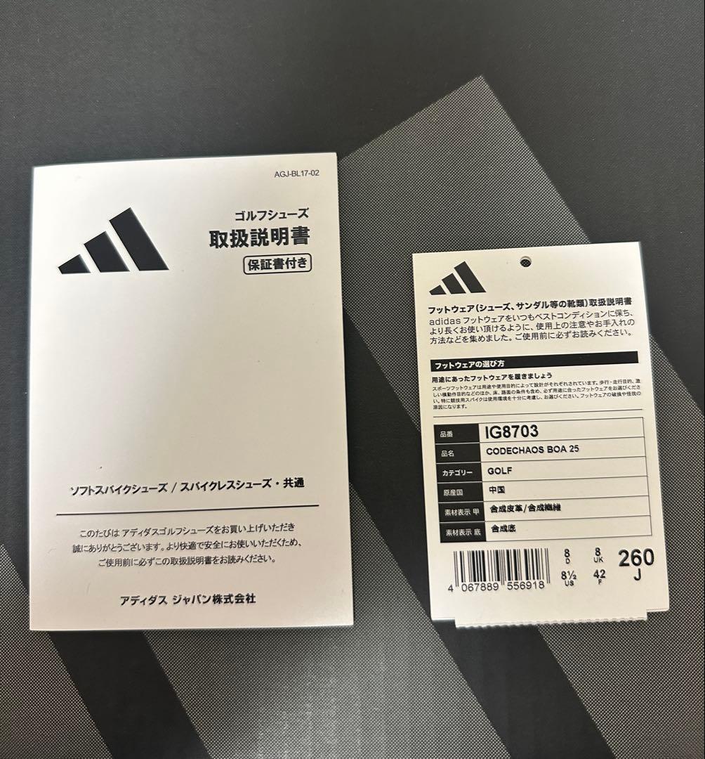 【2025年モデル】コードカオス 25 BOA IG8703 黒 26cm