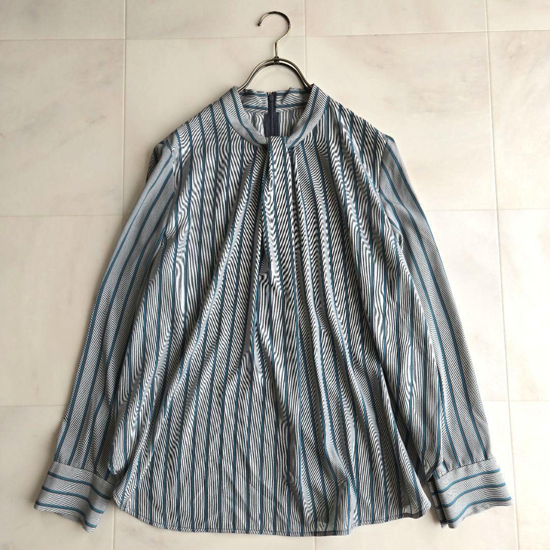 iCB Light Twill ボウタイ デサイン ブラウス L ストライプ