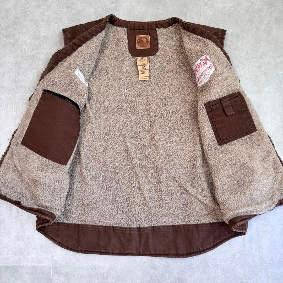 BERNE ワークベスト ダック地 裏ボア ブラウン XLR アメカジ 防寒