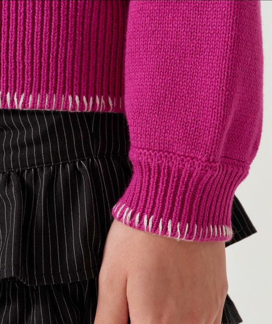 そらまめ【TINA：JOJUN】ハンドステッチ ニットジャケット グレー