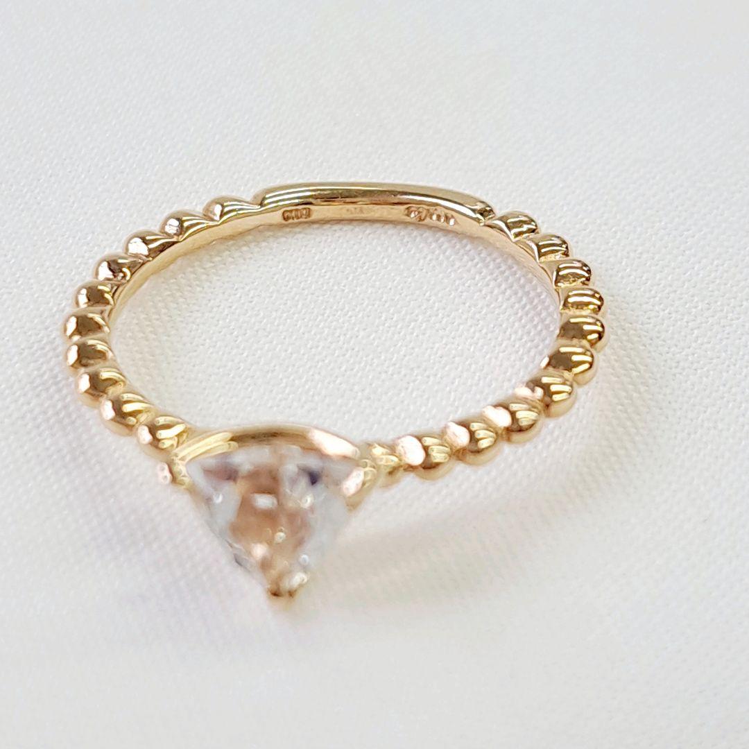 アガット K10 ピンキーリング トパーズ 3号