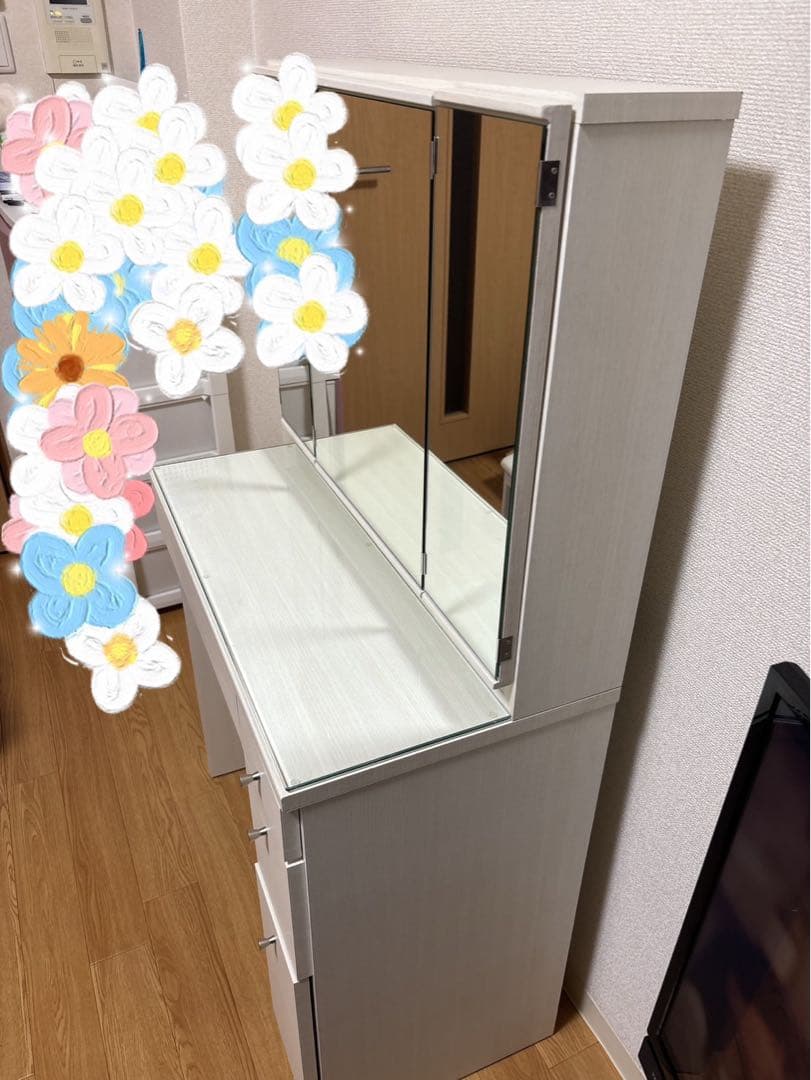 【送料込み】ニトリ　三面鏡ドレッサー (DR-007 WW) ホワイト　白