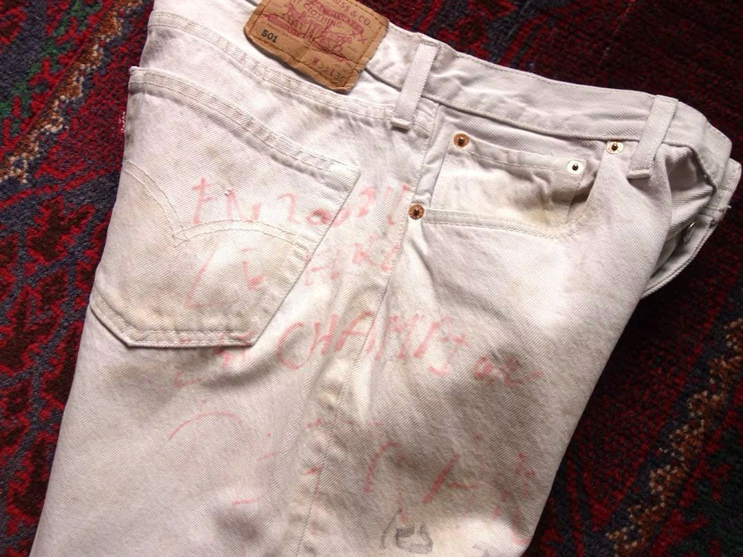 Europe Levi's 501 UK製 33 ペイント リーバイス ホワイト