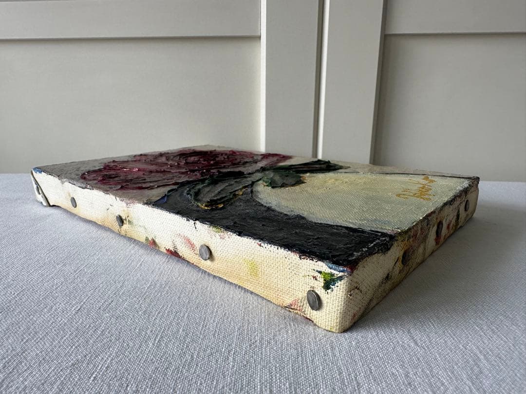 vintage 油彩 F1 赤 バラ 油絵 roseヴィンテージ アンティーク花