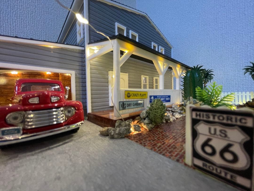 海*♡様 1/43 ジオラマ 【アメリカンガレージハウス】 LED点灯可 大型