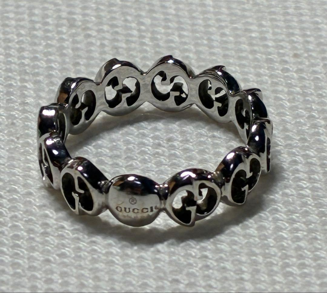 チ*ス様 GUCCI ロゴデザイン シルバーリング AU750 1973 グッチ