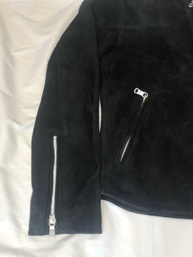 ⭐️VANQUISHスエードライダースブルゾンラムレザー　黒